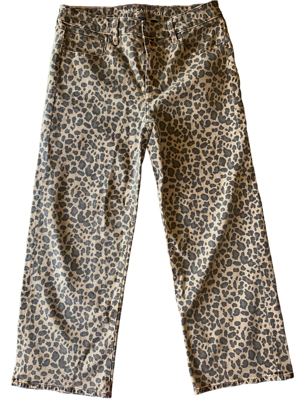 American Eagle Stovepipe Jeans Womens Size 6 Leopard Cheetah Wide Leg Pants